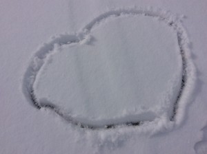 Valentine heart in snow